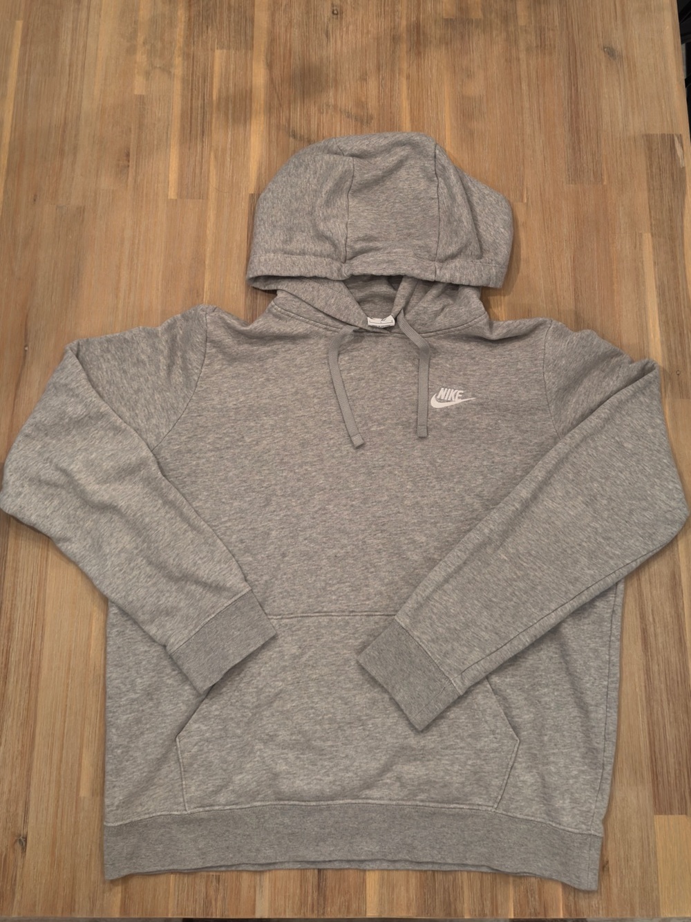 Nike Light Gray Pullover Hoodie with Small Chest Swoosh